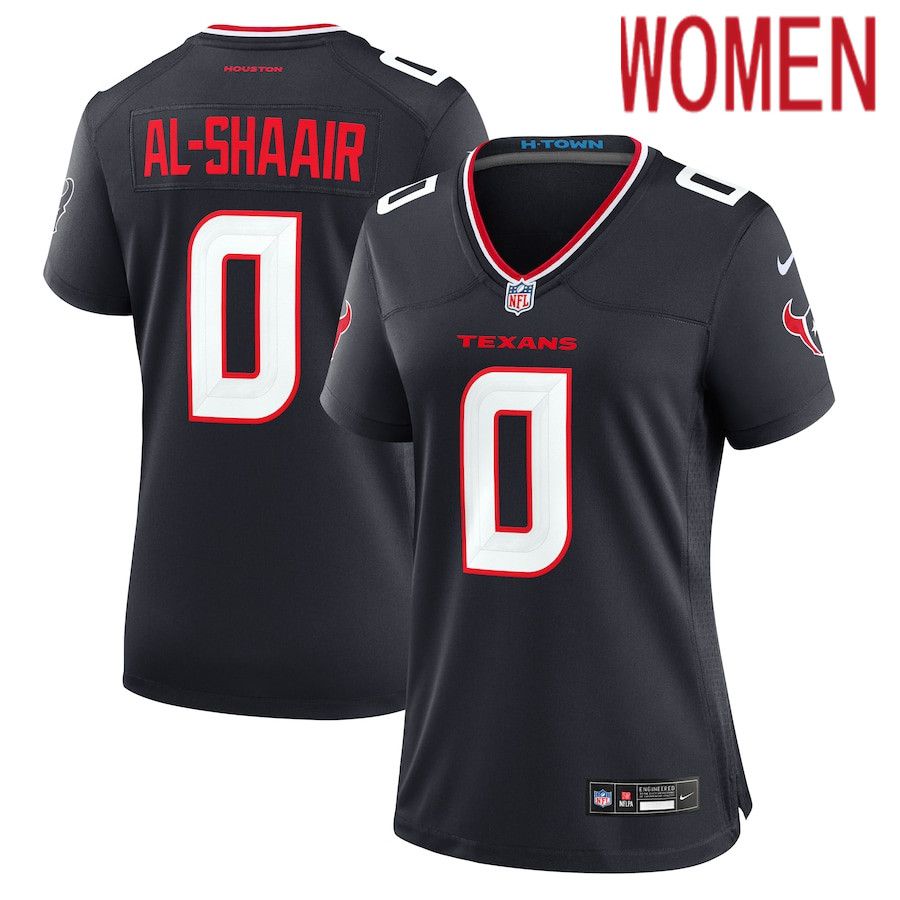 Women Houston Texans #0 Azeez Al-Shaair Nike Navy Team Game NFL Jersey